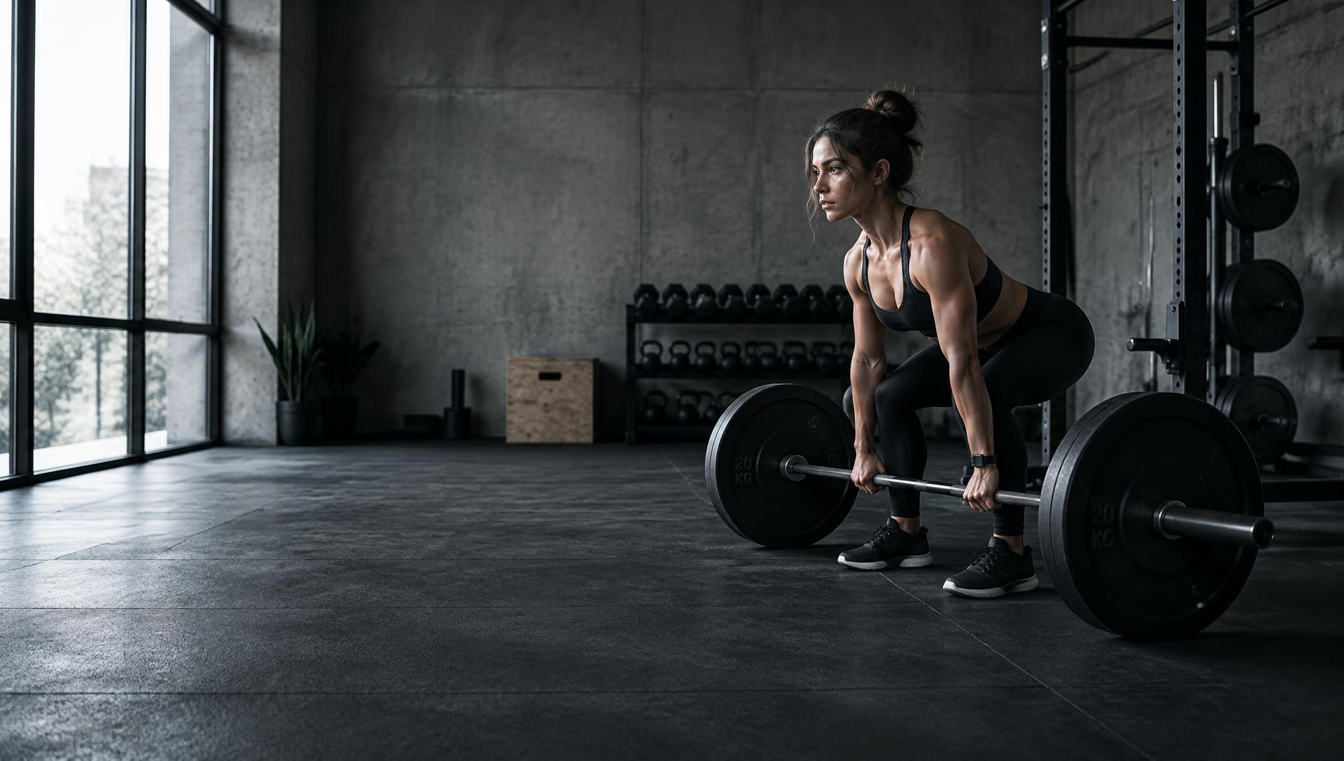 Lifter setting up a deadlift in a modern gym